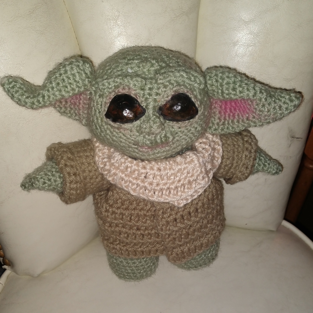 Handmade Crochet baby yoda inspired plushy